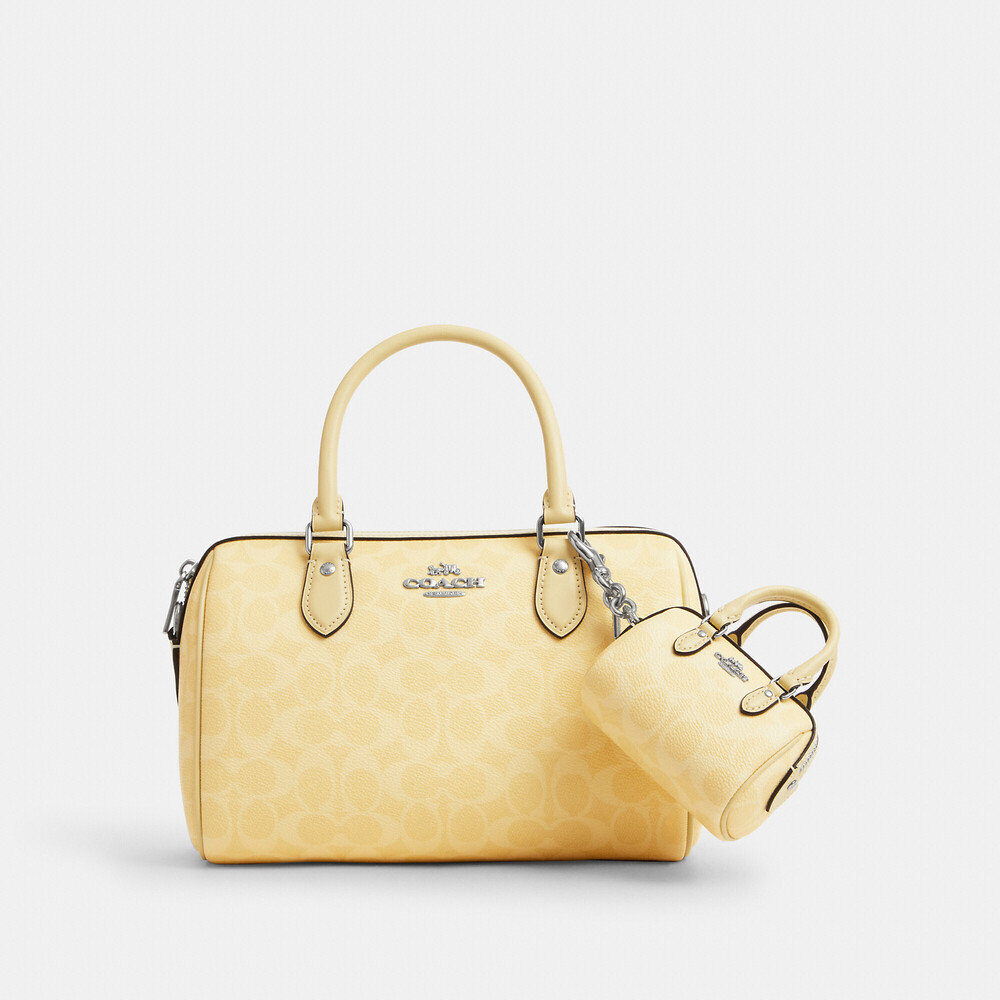 Coach Mini Rowan Bag Charm In Signature Canvas NWT - Picture 2 of 4